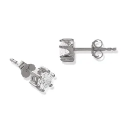 Maison de la Bijouterie Boucles d'oreille mixte argent rhodié blanc serti griffe - Z0YZ5365Z | Femme Boucles D'Oreilles