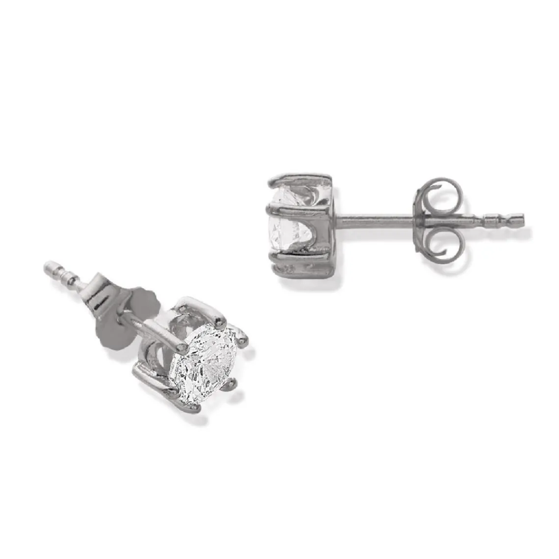 Maison de la Bijouterie Boucles d'oreille mixte argent rhodié blanc serti griffe - Z0YZ5365Z | Femme Boucles D'Oreilles