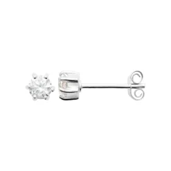 Maison de la Bijouterie Boucles d'oreille mixte argent rhodié blanc serti griffe serti griffe classique - Z0YZ5364Z | Femme Boucles D'Oreilles