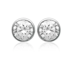 Maison de la Bijouterie Boucles d'oreille mixte argent rhodié serti clos classique - Z5ZZ5Z06 | Femme Boucles D'Oreilles