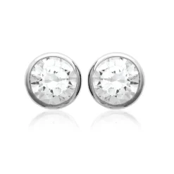 Maison de la Bijouterie Boucles d'oreille mixte argent rhodié blanc serti clos - Z5ZZ5Z05 | Femme Boucles D'Oreilles