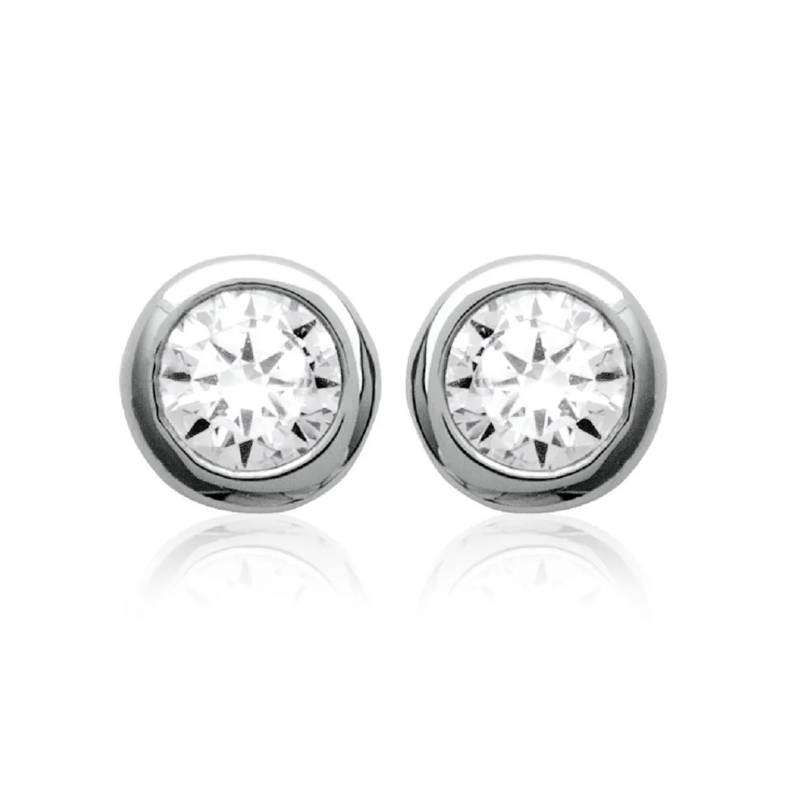 Maison de la Bijouterie Boucles d'oreille Puce mixte argent rhodié serti clos classique - Z5ZZ5Z03 | Femme Boucles D'Oreilles