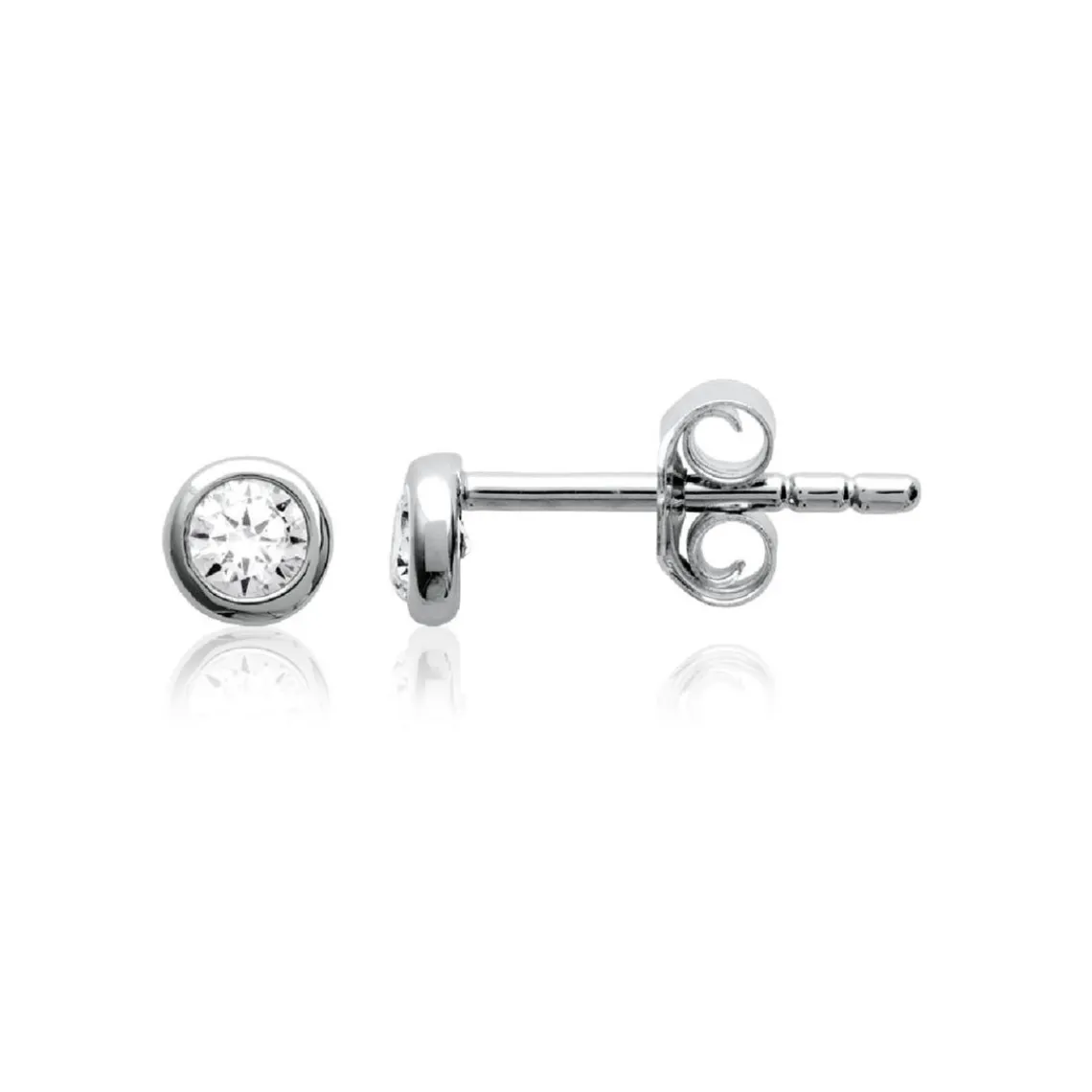 Maison de la Bijouterie Boucles d'oreille Puce mixte argent rhodié serti clos classique - Z5ZZ5Z03 | Femme Boucles D'Oreilles