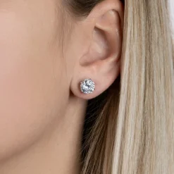 Maison de la Bijouterie Boucles d'oreille Puces Oxydes mixte argent rhodié serti griffe classique - Z5055Z0V | Femme Boucles D'Oreilles