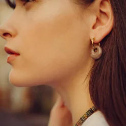 Sloya Boucles d'oreilles Blima en pierres Agate Indienne | Femme Boucles D'Oreilles