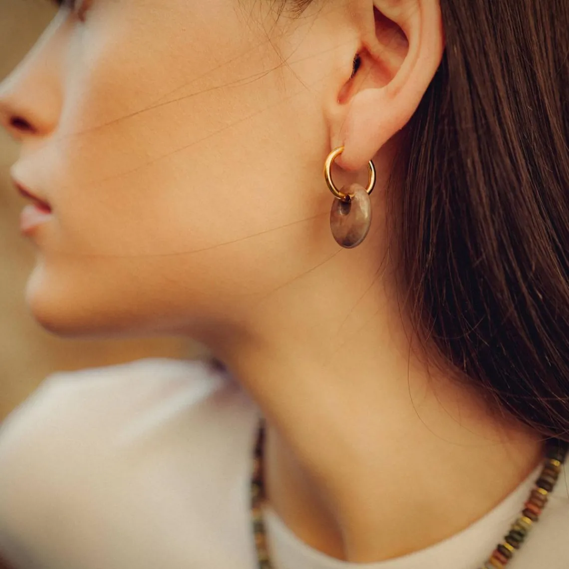 Sloya Boucles d'oreilles Blima en pierres Agate Indienne | Femme Boucles D'Oreilles