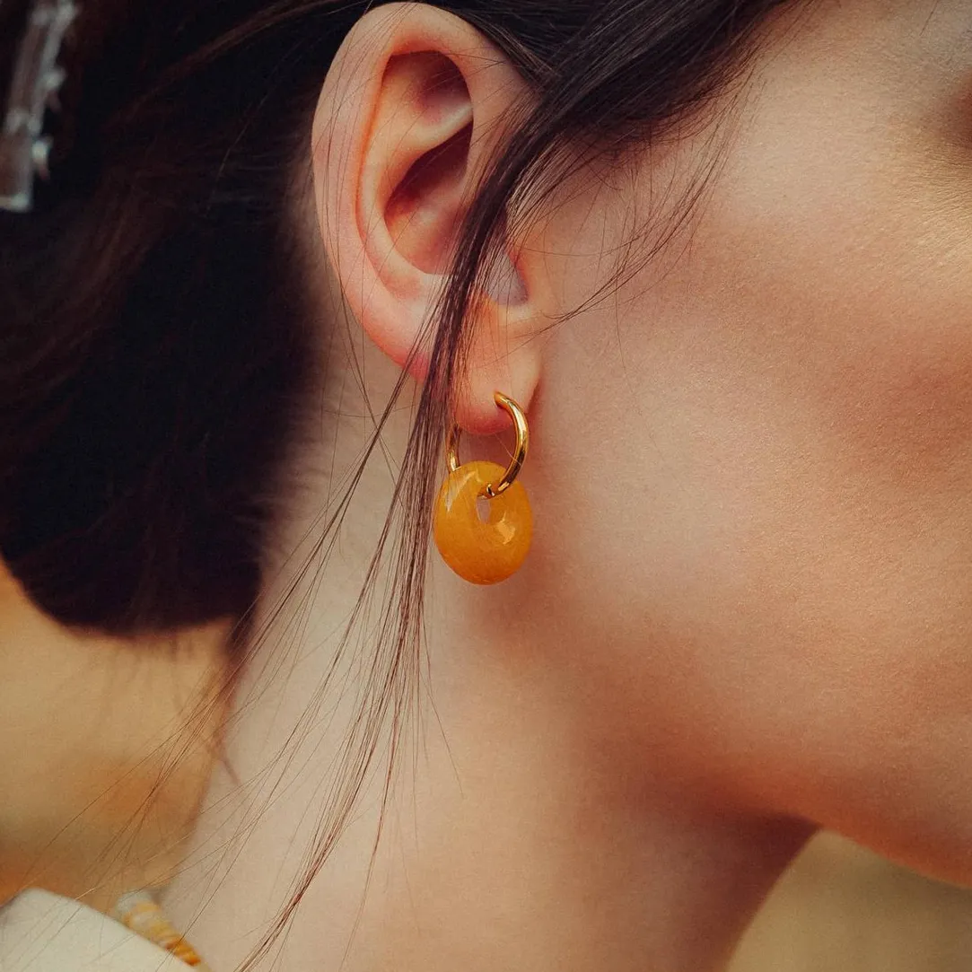 Sloya Boucles d'oreilles Blima en pierres Jade jaune | Femme Boucles D'Oreilles