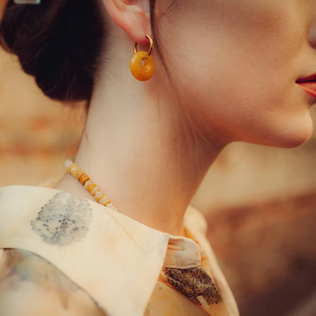 Sloya Boucles d'oreilles Blima en pierres Jade jaune | Femme Boucles D'Oreilles