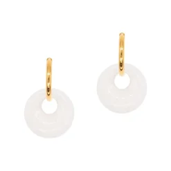 Sloya Boucles d'oreilles Blima en pierres Jade blanche | Femme Boucles D'Oreilles