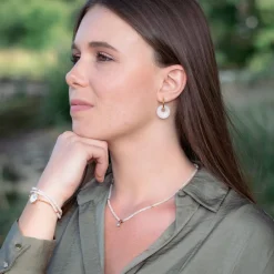 Sloya Boucles d'oreilles Blima en pierres Jade blanche | Femme Boucles D'Oreilles
