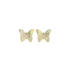 Guess Bijoux Boucles D'Oreilles Chrysalis Acier Doré Puces Papillon Pavé De Zircons Cubiques | Femme Boucles D'Oreilles