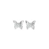 Guess Bijoux Boucles D'Oreilles Chrysalis Acier Rhodié Puces Papillon Pavé De Zircons Cubiques | Femme Boucles D'Oreilles