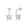 Guess Bijoux Boucles D'Oreilles Chrysalis Acier Rhodié Pendantes Et Papillon Pavé De Zircons Cubiques | Femme Boucles D'Oreilles