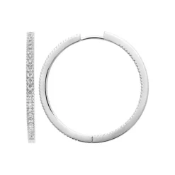 Maison de la Bijouterie Boucles d'oreilles créoles argent fantaisie 40mm Z6ZUU40 | Femme Boucles D'Oreilles