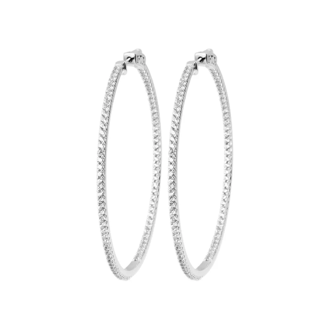Maison de la Bijouterie Boucles d'oreilles créoles argent fantaisie 50mm Z6303Z0 | Femme Boucles D'Oreilles
