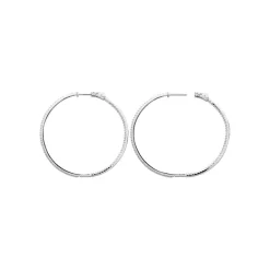 Maison de la Bijouterie Boucles d'oreilles créoles argent fantaisie 50mm Z6303Z0 | Femme Boucles D'Oreilles