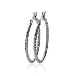 Maison de la Bijouterie Boucles d'oreilles créoles argent 30mm Z6ZZ330 | Femme Boucles D'Oreilles