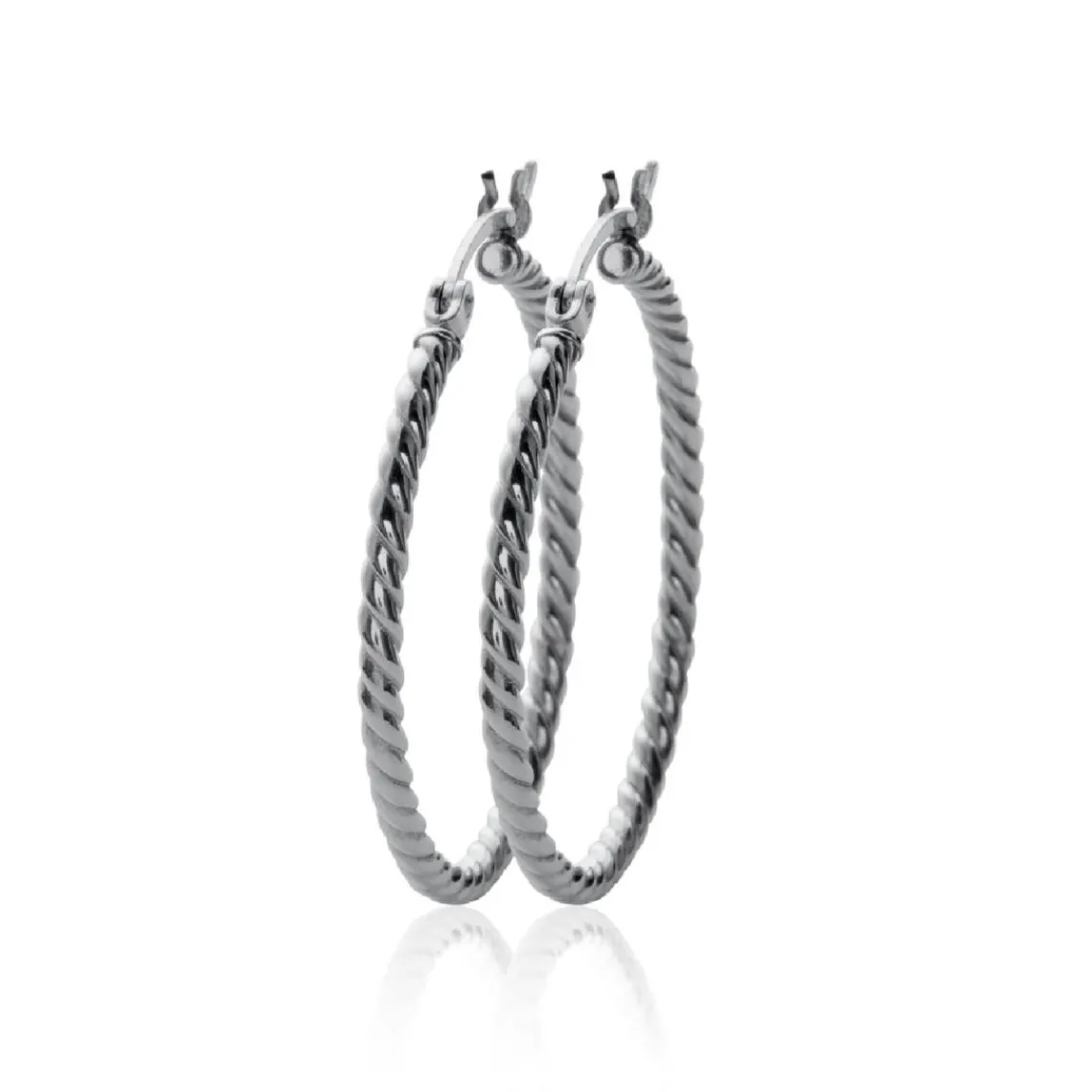 Maison de la Bijouterie Boucles d'oreilles créoles argent 30mm Z6ZZ330 | Femme Boucles D'Oreilles