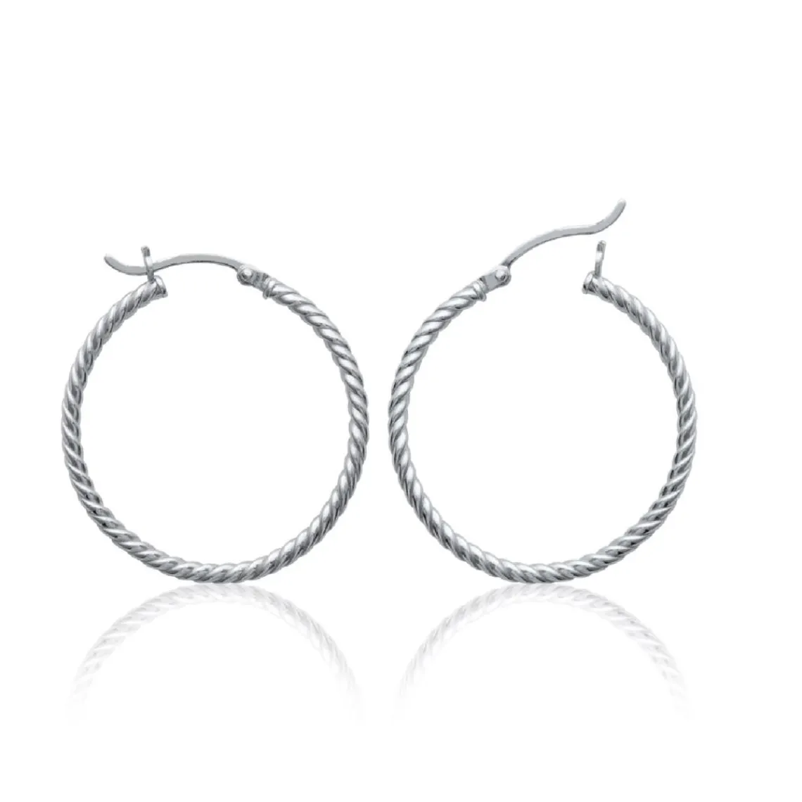 Maison de la Bijouterie Boucles d'oreilles créoles argent 30mm Z6ZZ330 | Femme Boucles D'Oreilles