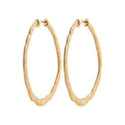 Maison de la Bijouterie Boucles d'oreilles créoles femme 40mm plaqué or Y635040 | Femme Boucles D'Oreilles