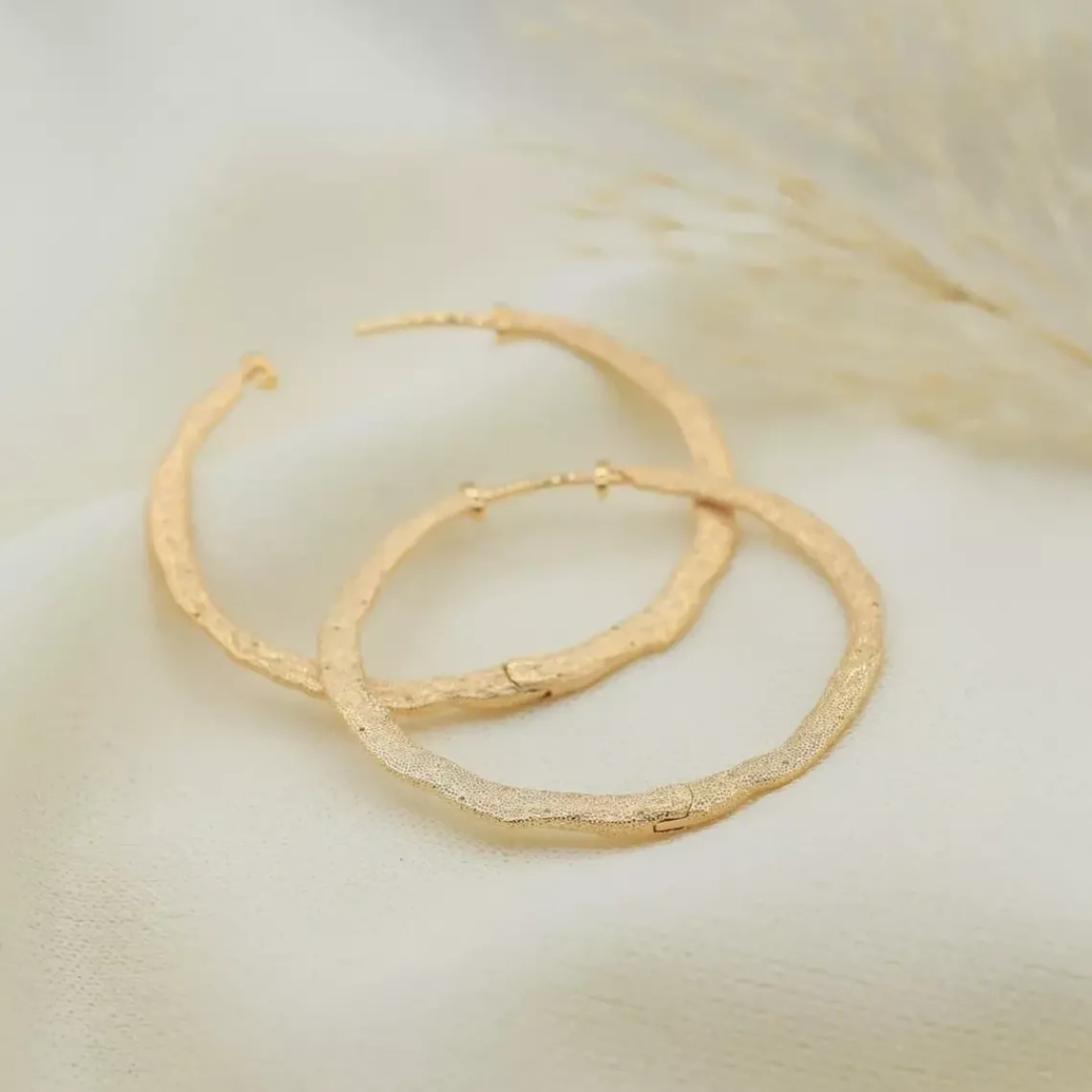 Maison de la Bijouterie Boucles d'oreilles créoles femme 40mm plaqué or Y635040 | Femme Boucles D'Oreilles