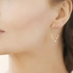 Maison de la Bijouterie Boucles d'oreilles créoles pampilles 30mm plaqué or Y6Y66Z0 | Femme Boucles D'Oreilles