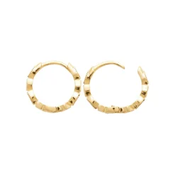 Maison de la Bijouterie Boucles d'oreilles créoles plaqué or fantaisie 14mm Y65460W | Femme Boucles D'Oreilles
