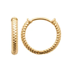 Maison de la Bijouterie Boucles d'oreilles créoles plaqué or fantaisie 14mm Y653500 | Femme Boucles D'Oreilles