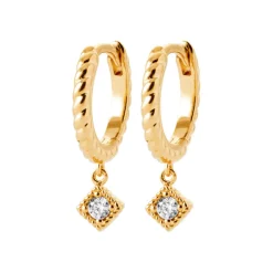 Maison de la Bijouterie Boucles d'oreilles créoles plaqué or fantaisie 14mm Y6533Z0 | Femme Boucles D'Oreilles