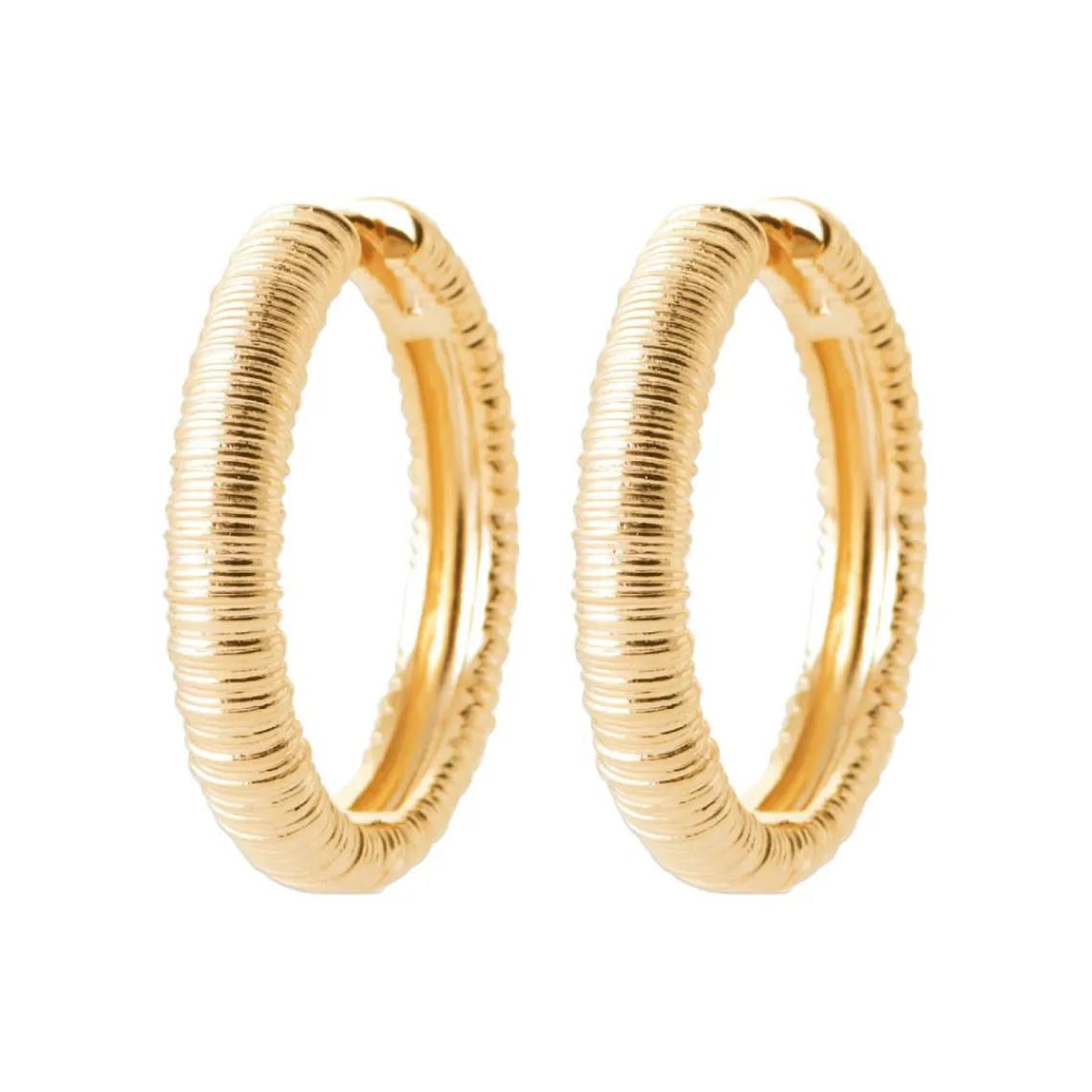 Maison de la Bijouterie Boucles d'oreilles créoles plaqué or fantaisie 30mm Y663600 | Femme Boucles D'Oreilles