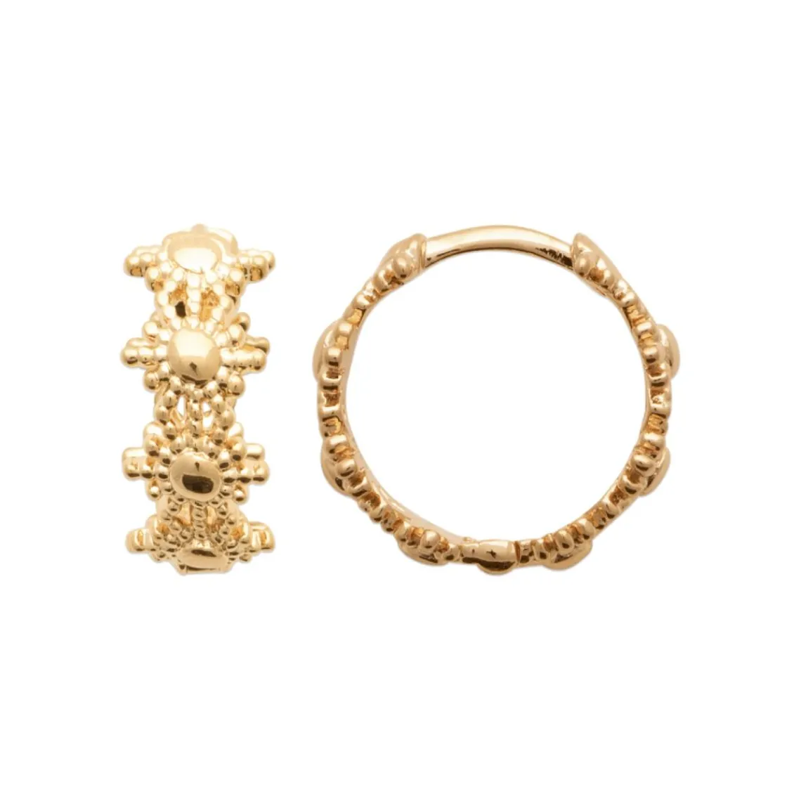 Maison de la Bijouterie Boucles d'oreilles créoles plaqué or fantaisie 14mm Y655000 | Femme Boucles D'Oreilles