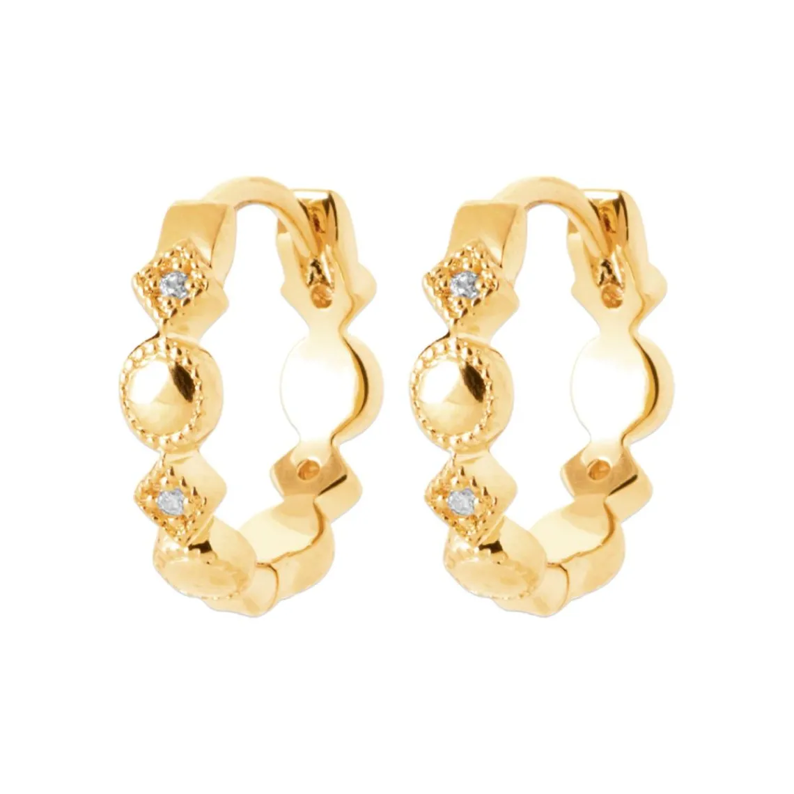Maison de la Bijouterie Boucles d'oreilles créoles plaqué or fantaisie 14mm Y654ZZ0 | Femme Boucles D'Oreilles