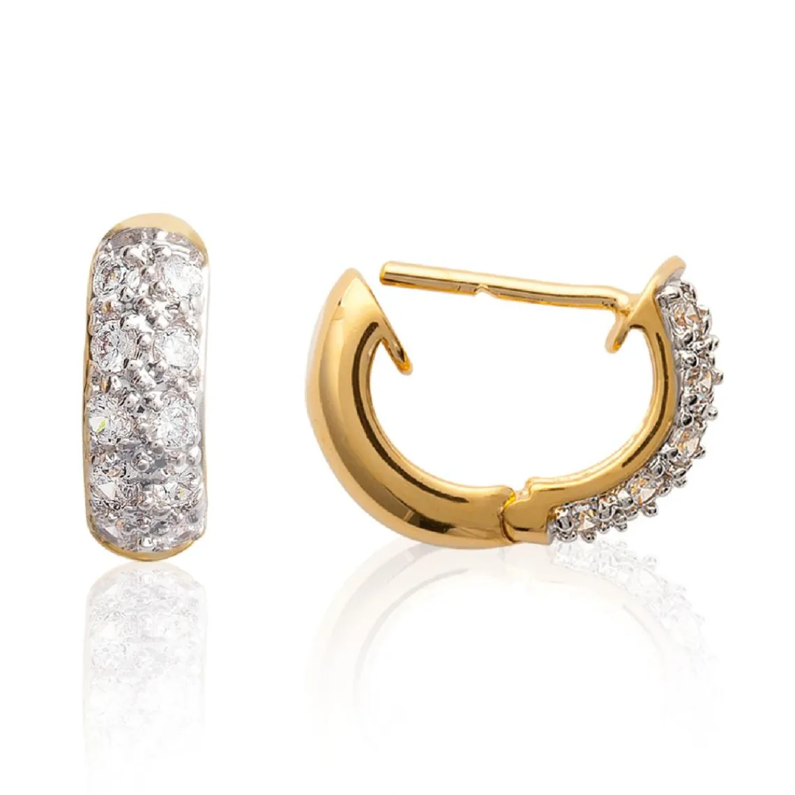 Maison de la Bijouterie Boucles d'oreilles créoles plaqué or oxydes de zirconium YW4U5WZ3 | Femme Boucles D'Oreilles