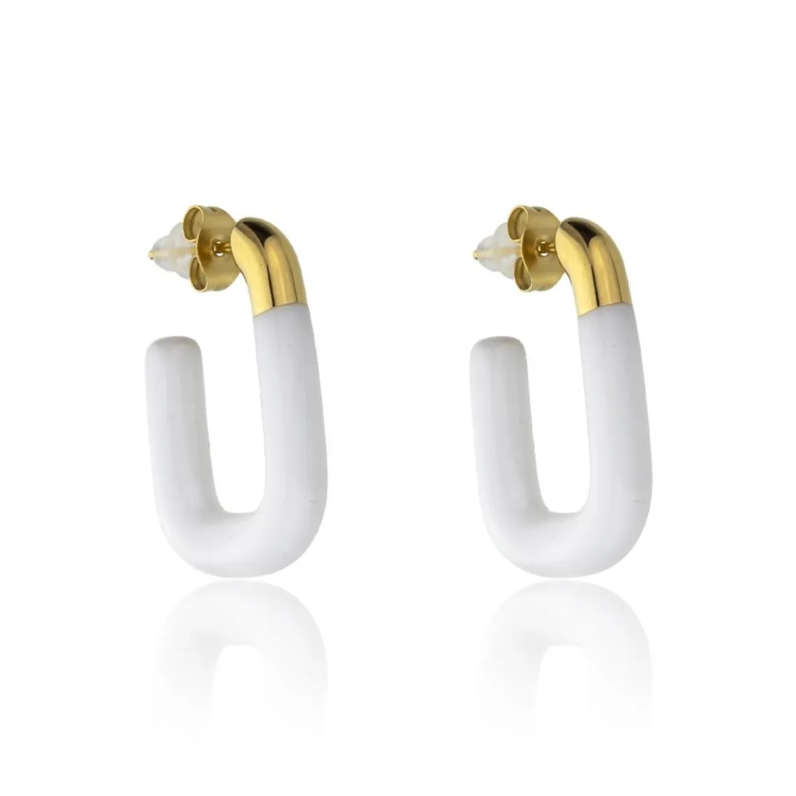 Emily Westwood Bijoux Boucles d'oreilles Emily Westwood EWE23136G - Acier Doré et Blanc | Femme Boucles D'Oreilles