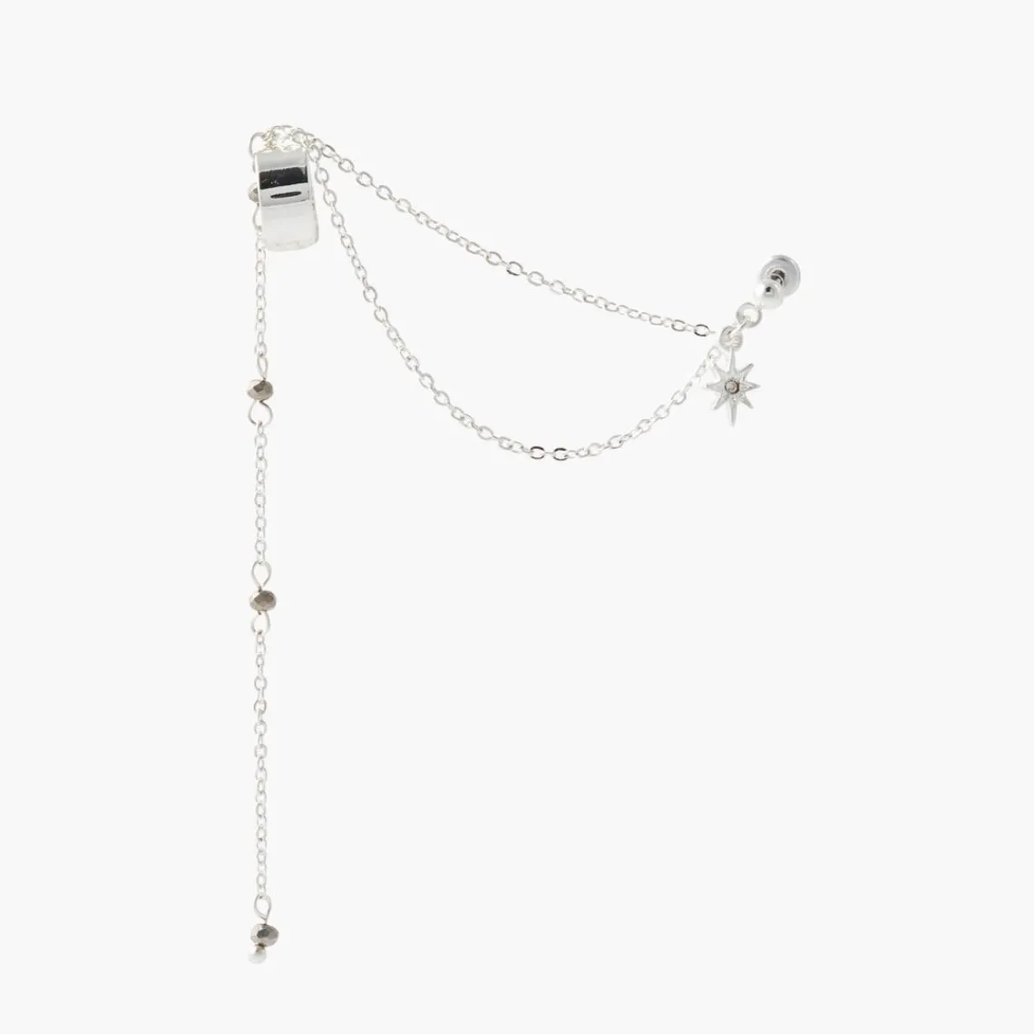 Balaboosté Boucles d'Oreilles Femme Bo Poussette Avec Cuff Chain Et Facettes - 3502456533554 Métal Argent | Femme Boucles D'Oreilles