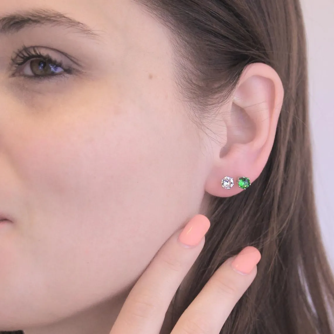 MYC-Paris Boucles d'oreilles Femme Pierres de naissance - DE0357-08 Laiton Argent | Femme Boucles D'Oreilles