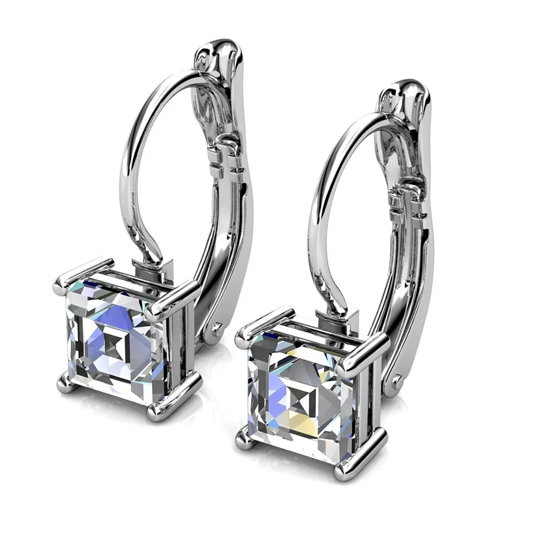 MYC-Paris Boucles d’oreilles Femme Square - DE0007-S-C Laiton Argent | Femme Boucles D'Oreilles