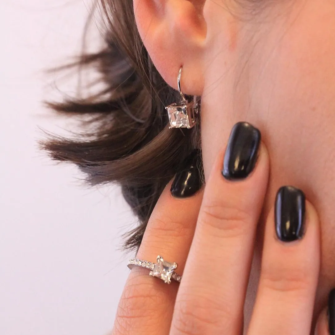MYC-Paris Boucles d’oreilles Femme Square - DE0007-S-C Laiton Argent | Femme Boucles D'Oreilles