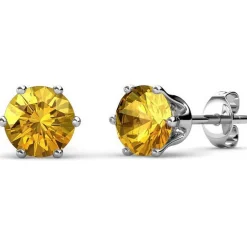 MYC-Paris Boucles d'oreilles Femme Pierres de naissance - DE0357-11 Laiton Argent | Femme Boucles D'Oreilles