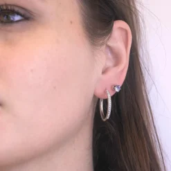 MYC-Paris Boucles d'oreilles Femme Pierres de naissance - DE0357-04 Laiton Argent | Femme Boucles D'Oreilles
