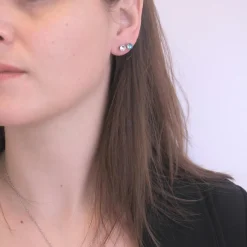 MYC-Paris Boucles d'oreilles Femme Pierres de naissance - DE0357-03 Laiton Argent | Femme Boucles D'Oreilles