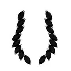MYC-Paris Boucles d’oreilles Femme - DE0340-S-BK Laiton Argent Noir | Femme Boucles D'Oreilles