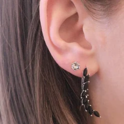 MYC-Paris Boucles d’oreilles Femme - DE0340-S-BK Laiton Argent Noir | Femme Boucles D'Oreilles