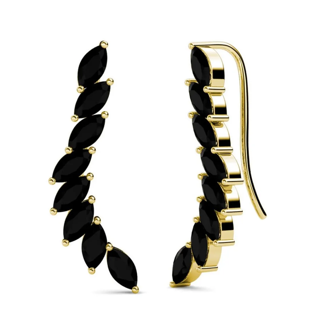 MYC-Paris Boucles d’oreilles Femme - DE0340-G-BK Laiton Doré Noir | Femme Boucles D'Oreilles