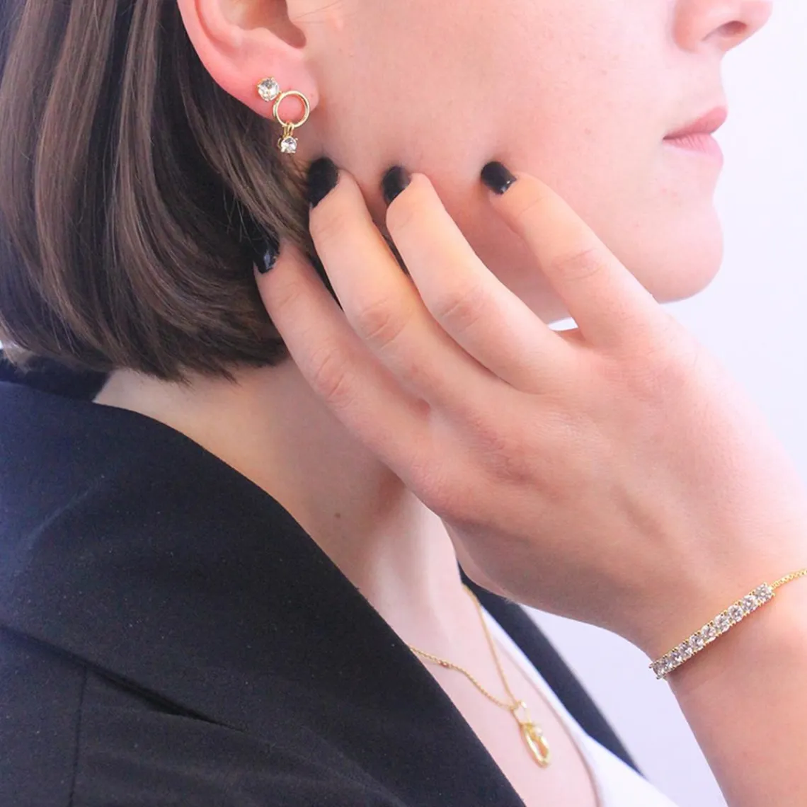 MYC-Paris Boucles d'oreilles Femme Solitaire - DE0065-G Laiton Doré | Femme Boucles D'Oreilles