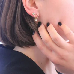 MYC-Paris Boucles d'oreilles Femme Solitaire - DE0065-G Laiton Doré | Femme Boucles D'Oreilles