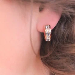 MYC-Paris Boucles d’oreilles Femme Square - DE0215-RG Laiton Doré rose | Femme Boucles D'Oreilles