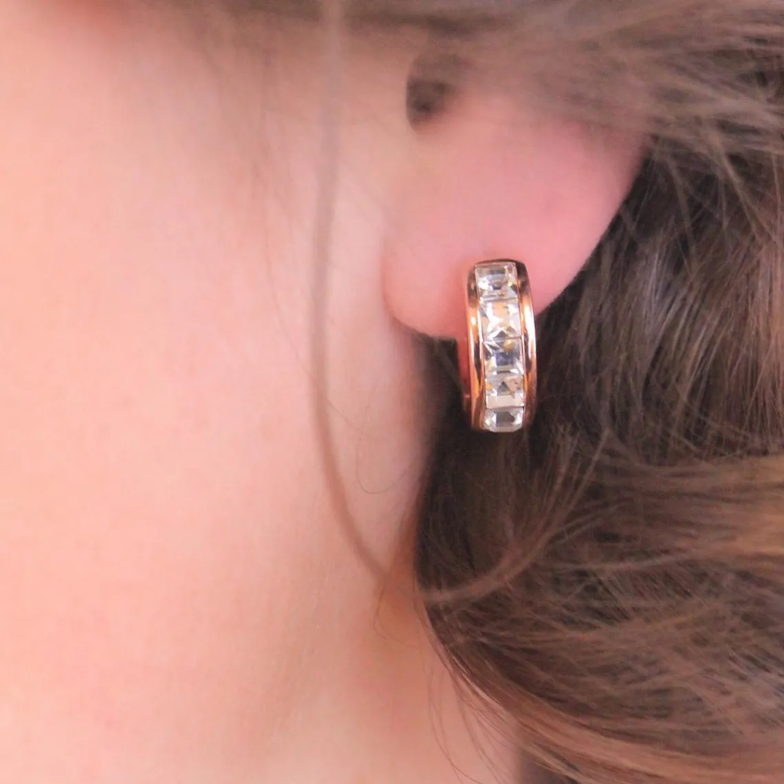 MYC-Paris Boucles d’oreilles Femme Square - DE0215-RG Laiton Doré rose | Femme Boucles D'Oreilles