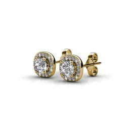 MYC-Paris Boucles d'oreilles Femme Solitaire - DE0203-G Laiton Doré | Femme Boucles D'Oreilles