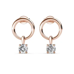 MYC-Paris Boucles d’oreilles Femme Solitaire - DE0141-RG Laiton Doré rose | Femme Boucles D'Oreilles